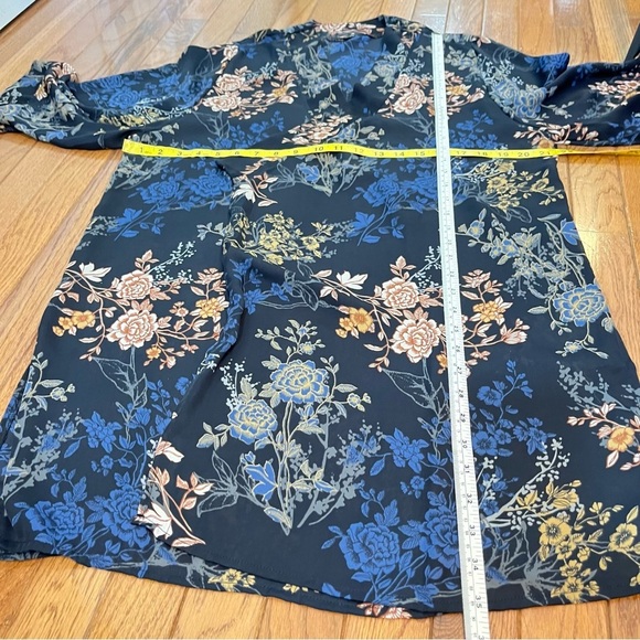 Tahari Women’s Blue/Yellow/Pink Floral Kimono Duster Top L/XL Swim Cover Up - Picture 11 of 11